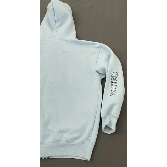 STITCH Disney Ohana Lilo & Stitch Light Blue Hooded Full Zip Jacket Size Large - Picture 6 of 9